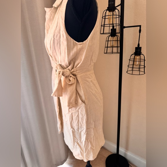 Anthropology Linen Sleeveless Midi Trench Dress in Cream XS - Picture 10 of 11